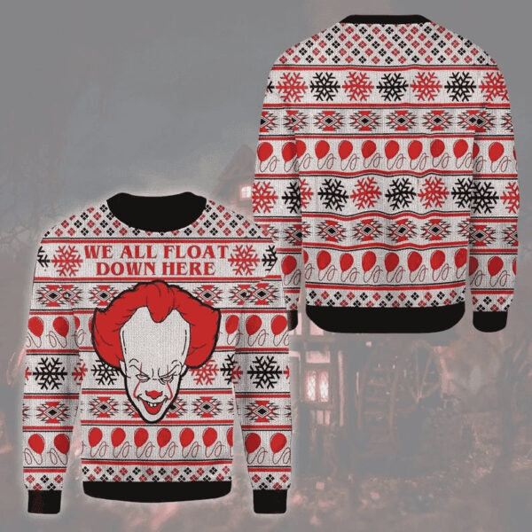 Pennywise We All Float Down Here Christmas Best Holiday Christmas Ugly Sweater Gifts For Family