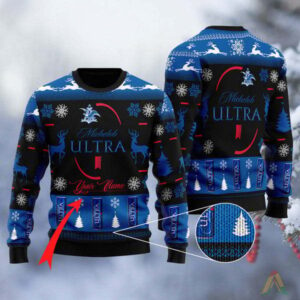 Personalized Black Michelob Ultra Gifts For Family Holiday Christmas Ugly Sweater