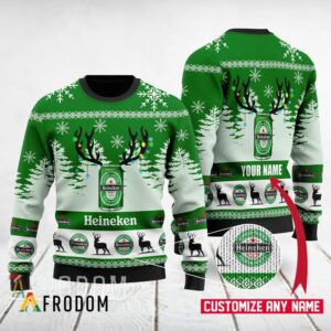 Personalized Deer Heineken Best Gifts For Family For Holiday Christmas Ugly Sweater