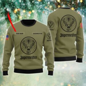 Personalized Jagermeister Best Holiday Christmas Ugly Sweater Gifts For Family