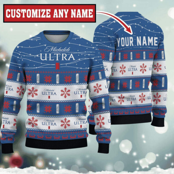 Personalized Michelob Ultra Twinkle Light For Christmas Gifts 3D Printed Gifts For Family Holiday Christmas Ugly Sweater