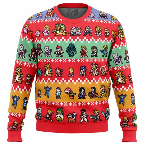 Pixel Smash Super Smash Bros Gifts For Family Holiday Christmas Ugly Sweater