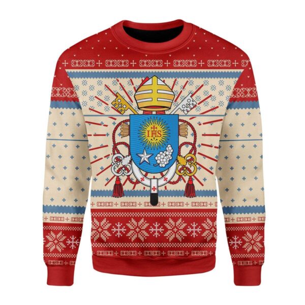 Pope Francis Coat Of Arms Best Gifts For Family For Holiday Christmas Ugly Sweater