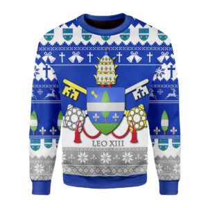 Pope Leo XIII Coat Of Arms Best Gifts For Family For Holiday Christmas Ugly Sweater