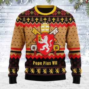 Pope Pius VIII Coat of Arms Gifts For Family Holiday Christmas Ugly Sweater