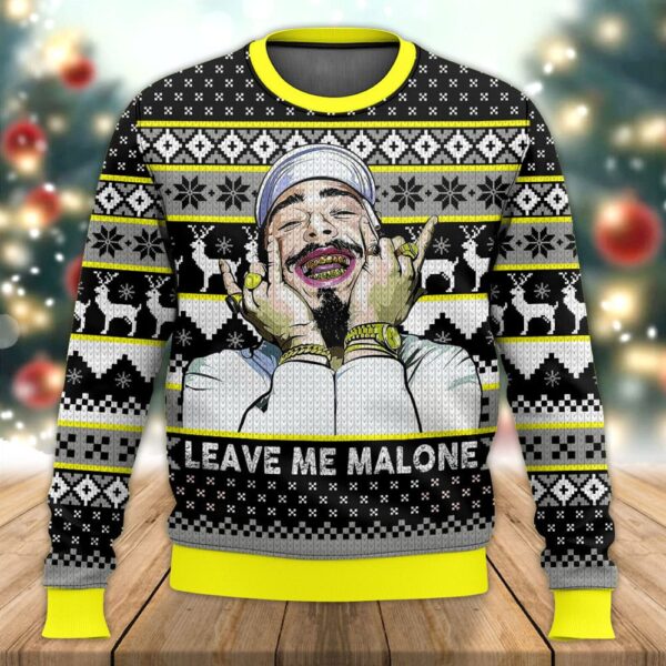 Post Malone Leave Me Malone Best Holiday Christmas Ugly Sweater Gifts For Family