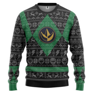 Power Ranger Mighty Morphin Green Power Ranger Custom Best Holiday Christmas Ugly Sweater Gifts For Family