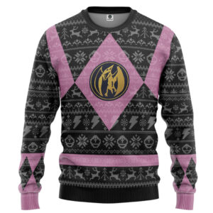 Power Ranger Mighty Morphin Pink Power Ranger Custom Best Holiday Christmas Ugly Sweater Gifts For Family