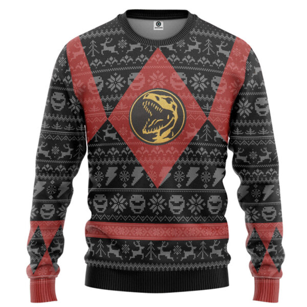 Power Ranger Mighty Morphin Red Power Ranger Limited Edition Custom Best Holiday Christmas Ugly Sweater Gifts For Family