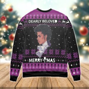 Prince Dearly Beloved Merry Christmas Black Purple Gifts For Family Holiday Christmas Ugly Sweater Christmas Gift