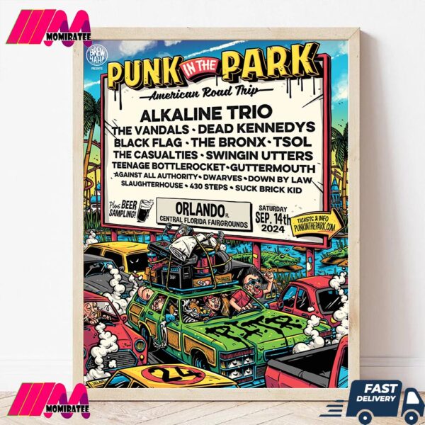 Punk In The Park American Road Trip Takes Place On September 14 2024 At The Central Florida Fairgrounds In Orlando Florida Wall Decor Canvas Poster