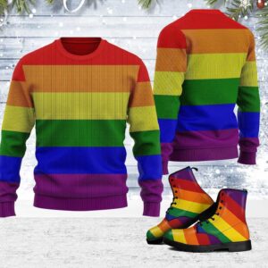 Rainbow Flag LGBTQ Gifts For Family Holiday Christmas Ugly Sweater