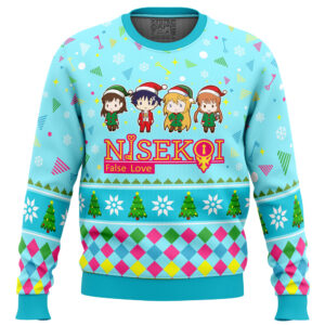 Raku And Friends Nisekoi False Love Gifts For Family Holiday Christmas Ugly Sweater