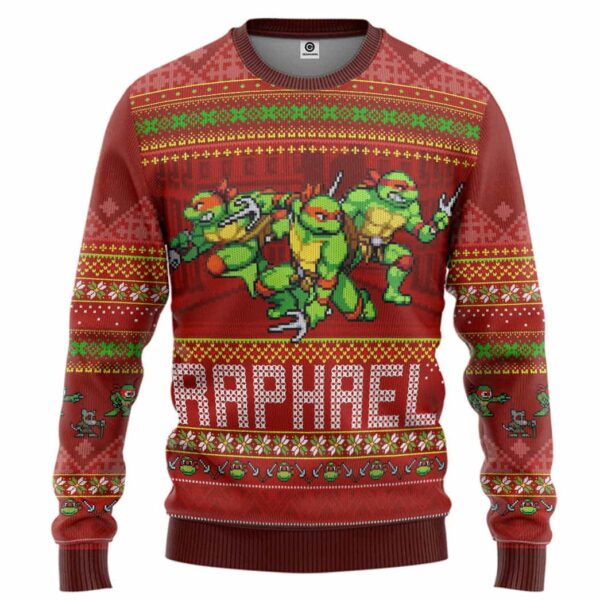 Raphael TMNT Ugly Christmas Style Custom Best Holiday Christmas Ugly Sweater Gifts For Family