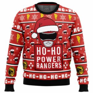 Red Ranger Ho-Ho Power Rangers Gifts For Family Holiday Christmas Ugly Sweater