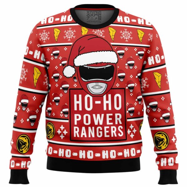 Red Ranger Ho-Ho Power Rangers Gifts For Family Holiday Christmas Ugly Sweater