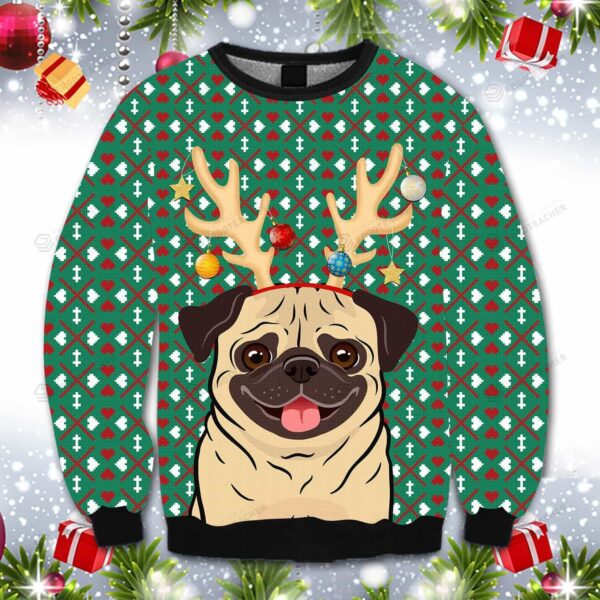 Reindeer Pug Christmas Best Holiday Christmas Ugly Sweater Gifts For Family