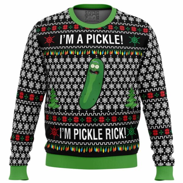 Rick and Morty Pickle Rick Gifts For Family Holiday Christmas Ugly Sweater