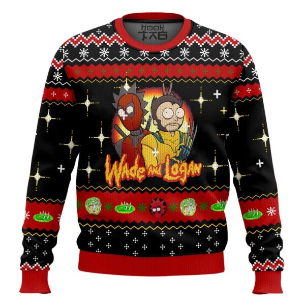 Rick and Morty in Deadpool Multiverse Best Holiday Christmas Ugly Sweater Gifts For Family