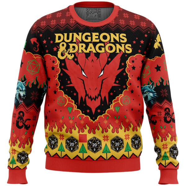 Ruby Dragon Dungeons and Dragons Gifts For Family Holiday Christmas Ugly Sweater