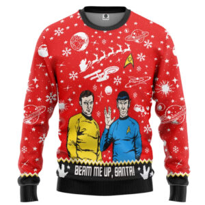 ST Beam Me Up Santa Custom Best Holiday Christmas Ugly Sweater Gifts For Family