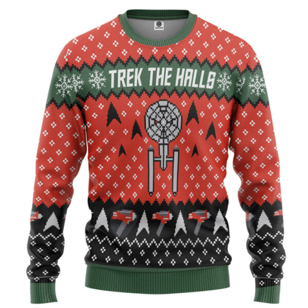 ST Trek The Halls Christmas Edition Custom Best Holiday Christmas Ugly Sweater Gifts For Family