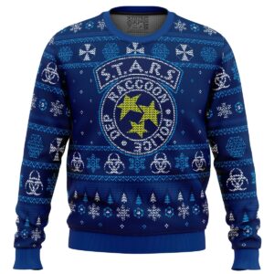 Stars Racoon City Police Resident Evil Gifts For Family Holiday Christmas Ugly Sweater