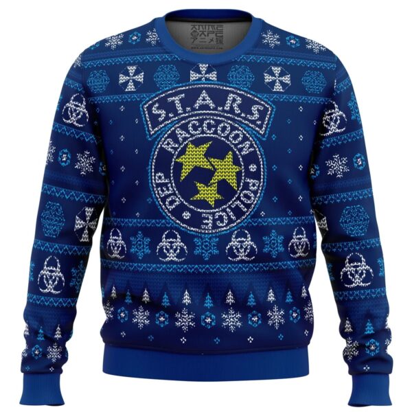 Stars Racoon City Police Resident Evil Gifts For Family Holiday Christmas Ugly Sweater