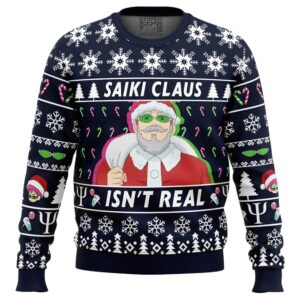 Saiki Claus Isn’t Real The Disastrous Life of Saiki K Gifts For Family Holiday Christmas Ugly Sweater