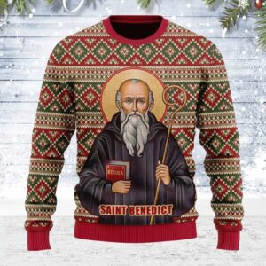 Saint Benedict Gifts For Family Holiday Christmas Ugly Sweater