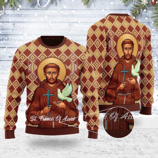 Saint Francis Of Assisi Gifts For Family Holiday Christmas Ugly Sweater