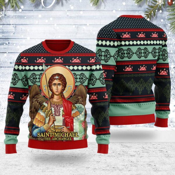 Saint Michael The Archangel Best Gifts For Family For Holiday Christmas Ugly Sweater