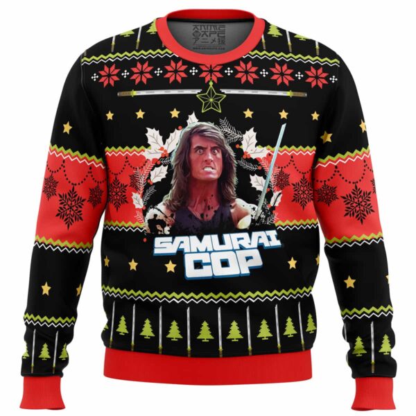 Samurai Cop Gifts For Family Holiday Christmas Ugly Sweater