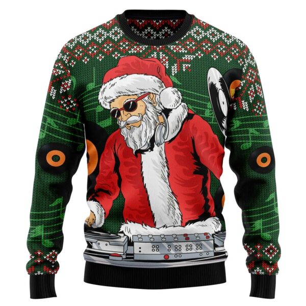 Santa Claus DJ Gifts For Family Holiday Christmas Ugly Sweater