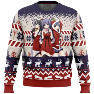 Santa Hitagi Tsubasa and Suruga Bakemonogatari Gifts For Family Holiday Christmas Ugly Sweater