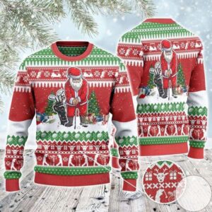 Santa Playing Golf For Unisex Gifts For Family Holiday Christmas Ugly Sweater