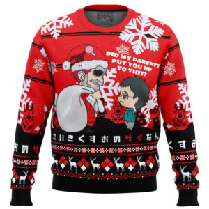 Santa Saiki The Desastrous Life of Saiki K Gifts For Family Holiday Christmas Ugly Sweater