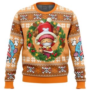 Santa Tony Chopper OP Pirates Gifts For Family Holiday Christmas Ugly Sweater