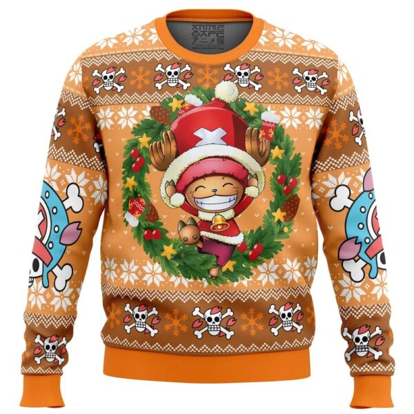 Santa Tony Chopper OP Pirates Gifts For Family Holiday Christmas Ugly Sweater