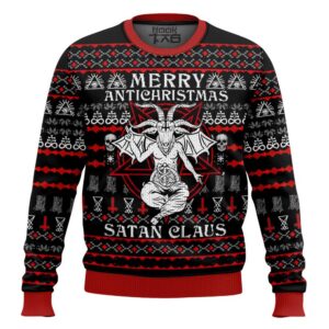 Satanic Merry Antichristmas Satan Claus Best Holiday Christmas Ugly Sweater Gifts For Family