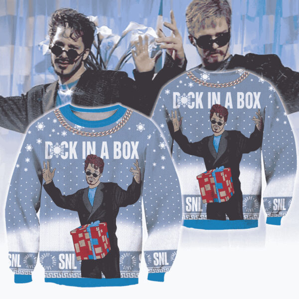 Saturday Night Live Faux Real Funny Dick In A Box Ugly Christmas Holiday Sweater