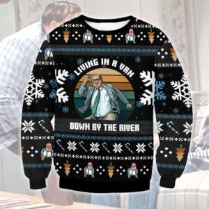 Saturday Night Live Matt Foley Livin’ In A Van Down By The River Gifts For Family Holiday Christmas Ugly Sweater