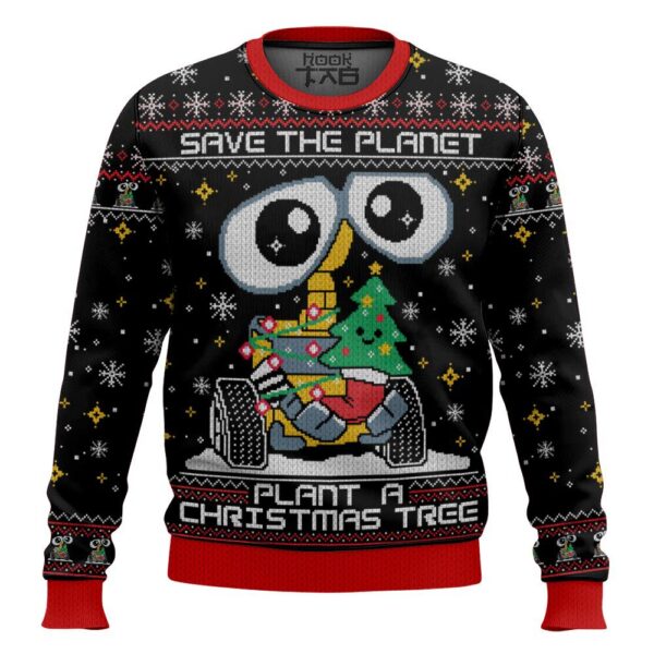 Save The Planet Plant A Christmas Tree WALL-E Best Holiday Christmas Ugly Sweater Gifts For Family