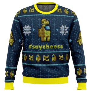 Say Cheese Among Us Gifts For Family Holiday Christmas Ugly Sweater