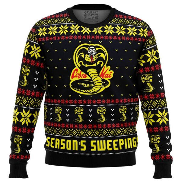 Season?s Sweepings Cobra Kai Karate Kid Gifts For Family Holiday Christmas Ugly Sweater