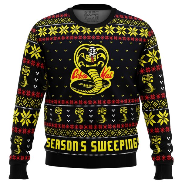 Season’s Sweepings Cobra Kai Karate Kid Gifts For Family Holiday Christmas Ugly Sweater