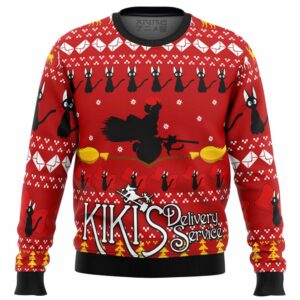 Silhouette Kiki’s Delivery Service Gifts For Family Holiday Christmas Ugly Sweater