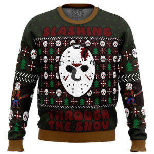 Slashing Through The Snow Jason Voorhees Gifts For Family Holiday Christmas Ugly Sweater