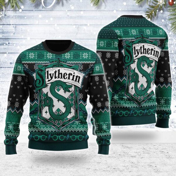 Slytherin Through The Snow Best Gifts For Family For Holiday Christmas Ugly Sweater