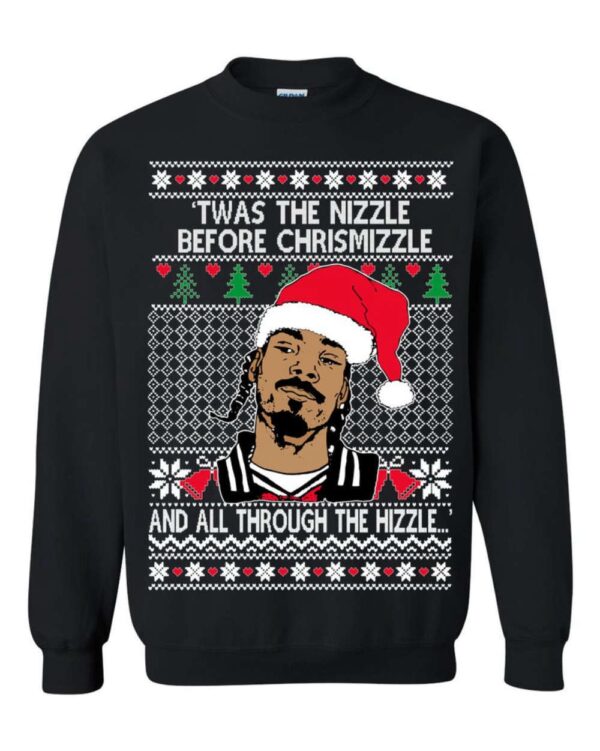 Snoop Dogg Twas The Nizzle Before Chrismizzle Gifts For Family Holiday Christmas Ugly Sweater